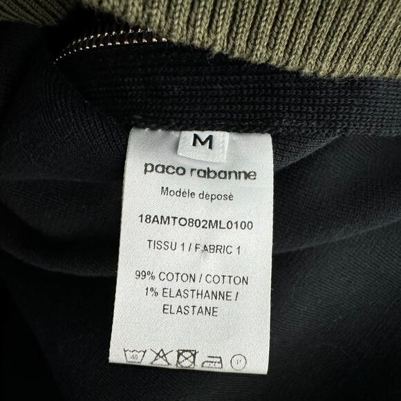 Paco Rabanne Oversized Cotton Side Zip Sweater Green Crewneck Size Medium - Picture 10 of 10